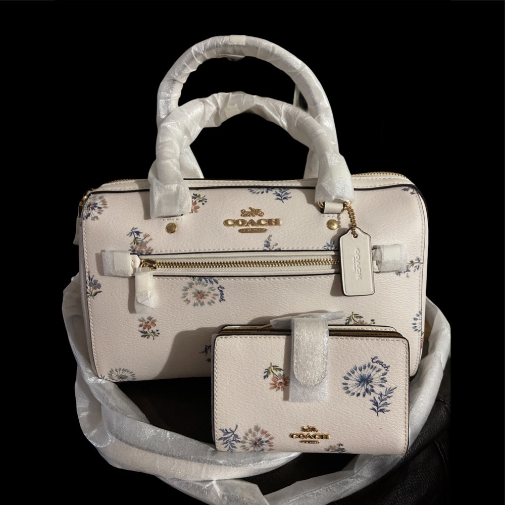 🌺SATCHEL WITH DANDELION FLORAL PRINT WITH WALLET